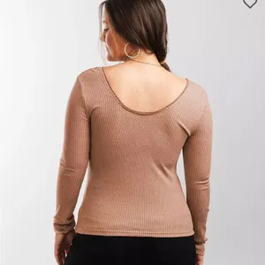 Buckle Red by BKE Metallic Lace Top in Cognac thumbnail 3