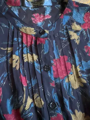 Vintage Ark Reworked midi dress black w/floral pattern and black lining Sz 6 thumbnail 5