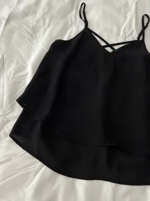 Black Layered Flowy Tank thumbnail 2