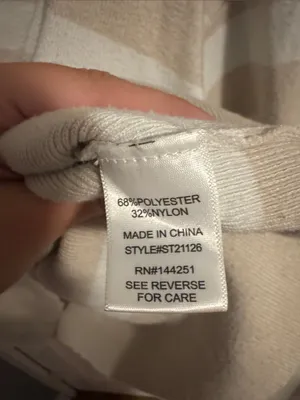Sincerely Jules Beige and White Striped Half-Zip Sweater thumbnail 3