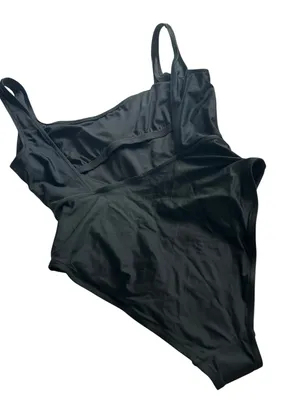 New Madewell Large Second Wave Square Neck Black One Piece Sustainable Swimsuit thumbnail 6