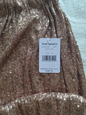 NWT Free People Morelia Sequin Joggers Pants M Rose Gold Bronze Holiday Party thumbnail 5