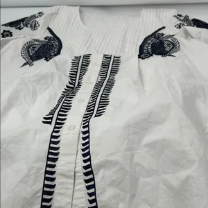 Embroidered White and Black Mini Dress thumbnail 16