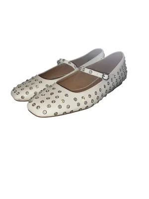 Ellidy Ballet Flat Studded Mary Jane embellished white leather Lolita glam thumbnail 6