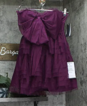City Studios Juniors Strapless Bow-Front Dress 8145SE6BT3 Merlot Purple 5/6 thumbnail 1