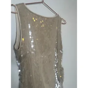 STAUD Off-White Sequin Mini Sleeveless Cocktail Eton Sparkle Dress size Small thumbnail 4
