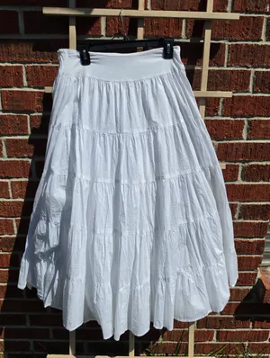 Jones New York signature Tiered maxi skirt Sz 6 white cotton Lined thumbnail 10