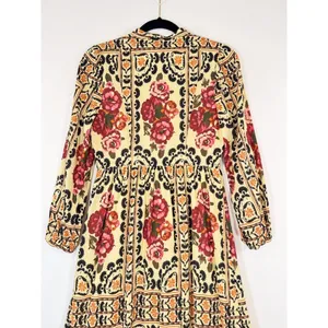 A Loves A Womens Dress Brown Vintage Floral Split V Neck Midi A Line Boho XS thumbnail 10