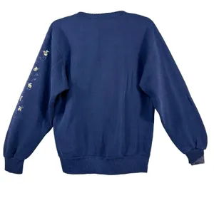 Vintage Morning Sun Sweatshirt M Blue Honey Bee Flowers USA Cottagecore 90s thumbnail 2
