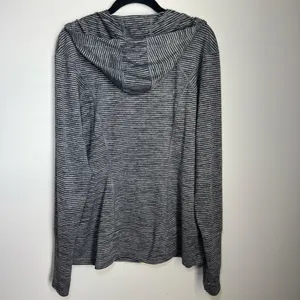 Lukka Hooded Athletic Full Zip Jacket Gray Black Stripes Pockets Thumb Holes XL thumbnail 10