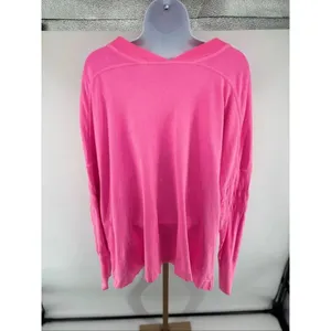 Free People FP Movement Oversized Tunic Medium Pink Long Sleeve V Neck thumbnail 8