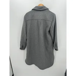 LOFT Womens Heather gray Wool Blend Long Coat Size S‎ Pocket Winter Warm NWT thumbnail 2
