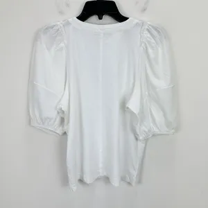 J.Crew Madewell Puff Sleeve Tee Shirt Cotton Top Relaxed Minimalist Eyelet White S NWT thumbnail 9