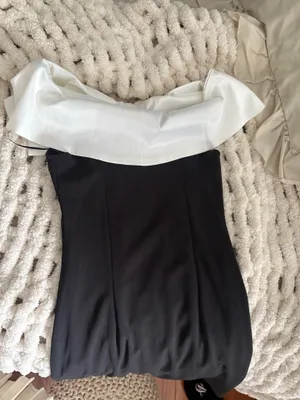Black and white bow cocktail graduation dress thumbnail 6