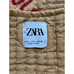 Zara Retro Bohemian Cottagecore Tan Quilted Adjustable V-Neck Wrap Vest thumbnail 5