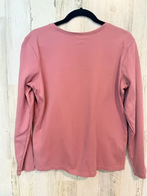 L.L.Bean Women’s Large Pink 100% Cotton Long Sleeve Crew Neck Shirt Top thumbnail 6