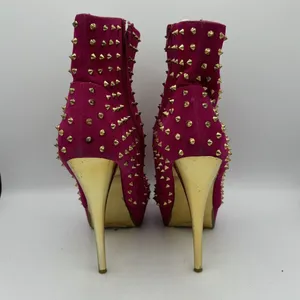 Goldfish Women Sz 9-9.5M Pink Stiletto 5" Hi‎ Heels Shoes Spike Dancer Glam Rock thumbnail 3