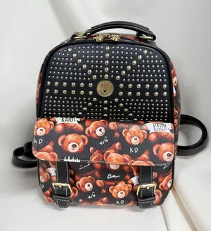 used Black Teddy Bear Print Backpack thumbnail 1