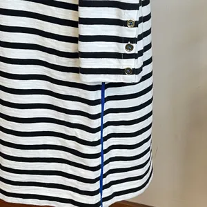 Women's Striped J.Crew Dress Midi Size‎ Small GUC 100% Cotton Black White Piping thumbnail 4