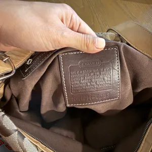Coach Tan and Brown Signature Handbag thumbnail 13