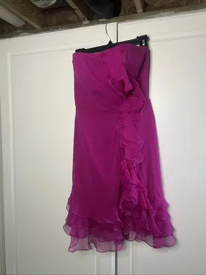 Y2K Kurt Thomas 100% Silk Strapless Ruffle Cocktail Dress thumbnail 6