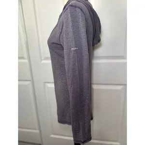 Columbia Striped Purple Henley Hoodie‎ Long Sleeve Pullover Sweatshirt Size Med thumbnail 2