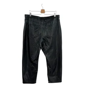 Abercrombie Vegan Leather Ankle Straight Pant Ultra High Rise Black Size 34‎ 18S thumbnail 8