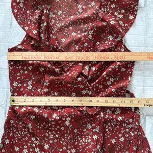 Max Studio Rust Floral Ruffle High Low Wrap Midi Dress Romantic Boho Summer Sz S thumbnail 9