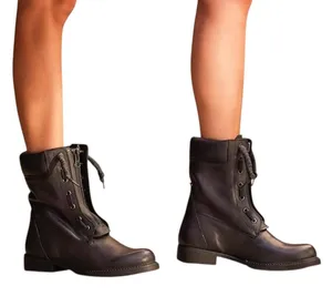 Vintage Foundry Co. Black Leather FILO Combat Boots Shoes 8.5 NO INSOLES thumbnail 1