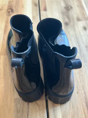 SANMM Black Glossy Chelsea Rain Boots Chunky Lug Sole EU 36 thumbnail 6
