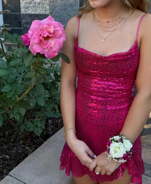 B Darlin Dress Homecoming Pink Sparkly thumbnail 2