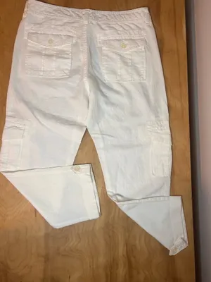 Banana Republic White Linen Blend Cargo Cropped Pants NWOT thumbnail 6
