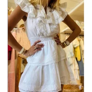 LoveShackFancy x Target Penelope White Ruffled Tiered Smocked Dress XS Cotton thumbnail 13