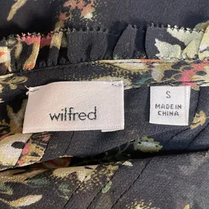 Aritzia Wilfred Black Floral Long Sleeve Chiffon Mesh Ruffle Blouse Top Size S thumbnail 4