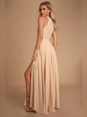 Lulus Picture Perfect Blush Lace Maxi Dress Size Small NWT thumbnail 2