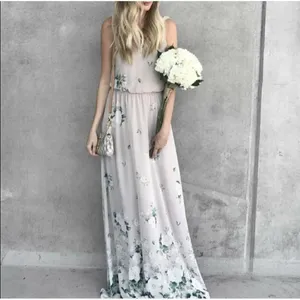NWT Show Me Your MuMu floral maxi dress beige MEDIUM bohemian Bridesmaid prom thumbnail 3
