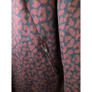 Ann Taylor Loft Womens Burgundy Navy Leopard Print Wool Blend Car Coat Size M thumbnail 4