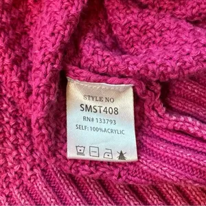 POL Medium Hot Pink Cable Knit V-Neck Sweater – Flamingo Vintage Washed Look thumbnail 12