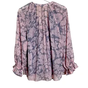 LoveStitch Pink and Grey Floral Sheer Blouse L thumbnail 8