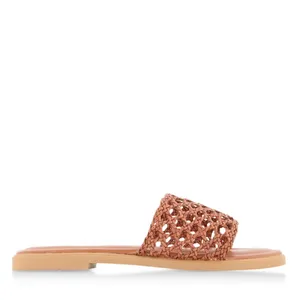 - NEW - Open Toe Woven Band Flat Sandals - Brown, SIZE 10 thumbnail 2