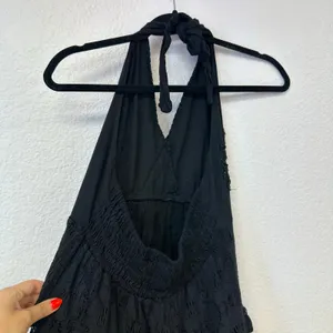 Y2K Go Gal Black Beaded Lace Halter Maxi Dress Whimsigoth Boho thumbnail 4
