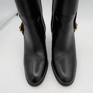 Franco Sarto Wyatt Black Leather Mid-Calf Block Heel Buckle‎ Boots 7M thumbnail 4