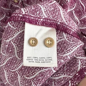 Like New Anthropologie Maeve Orli Bibbed Button Down Top Large thumbnail 4