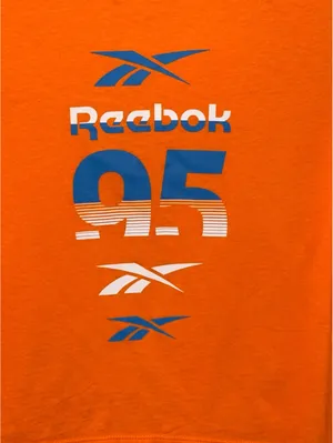 Reebok Women's MYT Crop Graphic 95 T-shirt Orange sz Small Retro Streetwear thumbnail 2