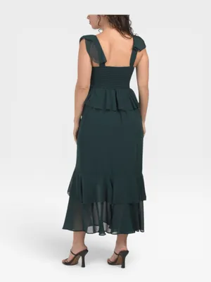 NWT Show Me Your MuMu Reese Ruffle Dress Emerald Green XXS thumbnail 2