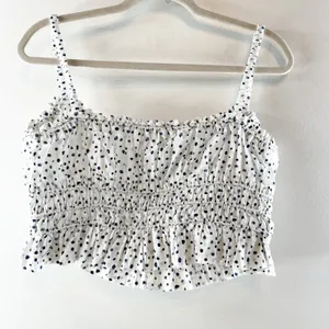 J. Crew Cinched Waist Cotton Poplin Button Up Polka Dot Tank Top White Medium thumbnail 4