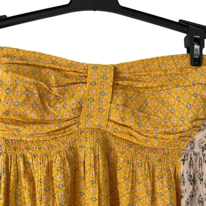Free People Across The Sea Strapless Yellow Patchwork Tunic Mini Dress medium thumbnail 4