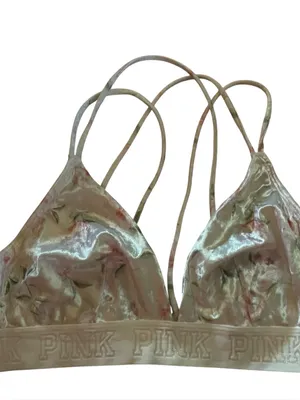PINK Victoria's Secret Floral Velvet Bralette in Blush thumbnail 3
