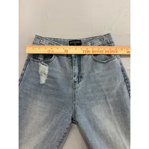 Kittenish High Waisted Distressed Straight Leg Jeans Light Wash‎ Size 28 thumbnail 7