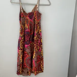 Planet Gold Womens Sundress Boho Floral Medallion Smocked Cotton Red Small thumbnail 4